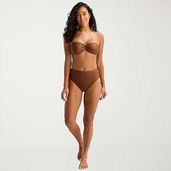 Mynah Womens Lined Moderate Coverage High Waist Bikini Swimsuit Bottom