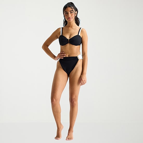 Mynah Womens Lined Cheeky High Waist Bikini Swimsuit Bottom