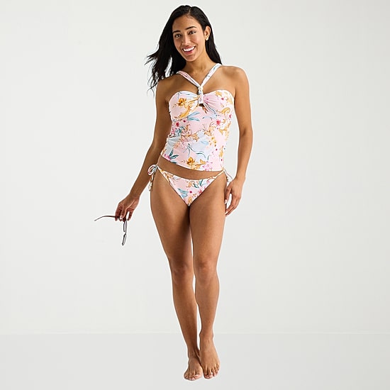 Mynah Womens Lined Floral Tankini Swimsuit Top