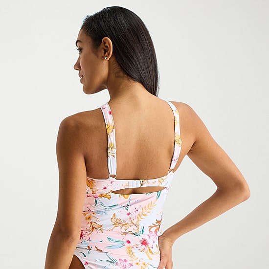 Mynah Womens Lined Floral Tankini Swimsuit Top