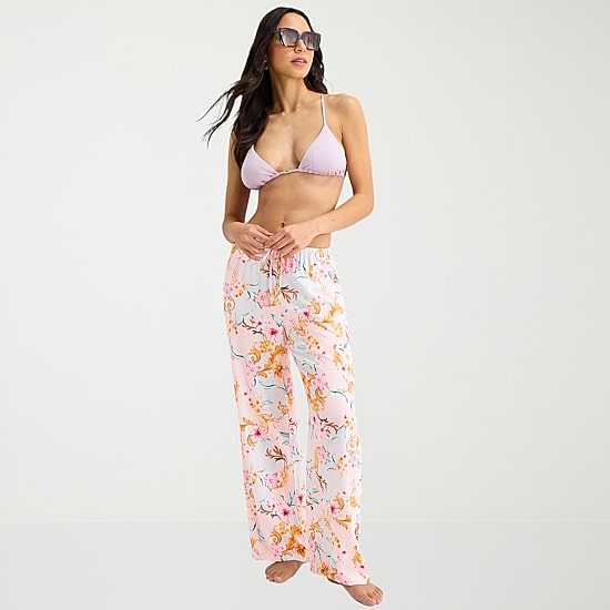 Mynah Womens Floral Pants Swimsuit Cover-Up