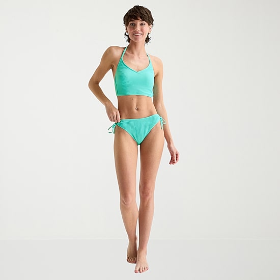 Arizona Womens Adjustable Straps Textured Juniors Bikini Halter Swimsuit Top