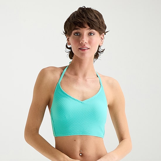 Arizona Womens Adjustable Straps Textured Juniors Bikini Halter Swimsuit Top