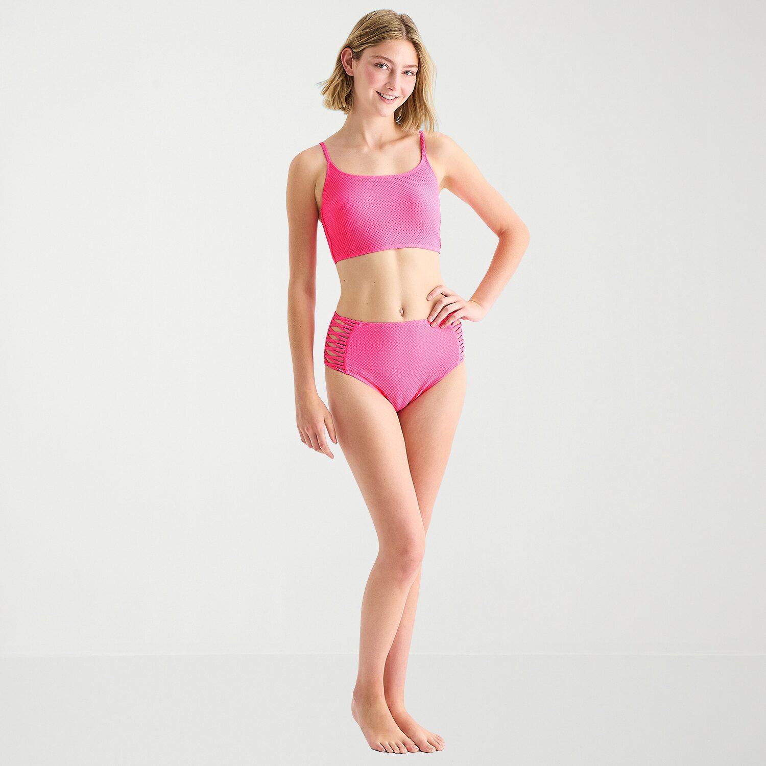 Arizona Womens Lined Juniors Moderate Coverage High Waist Bikini Swimsuit Bottom