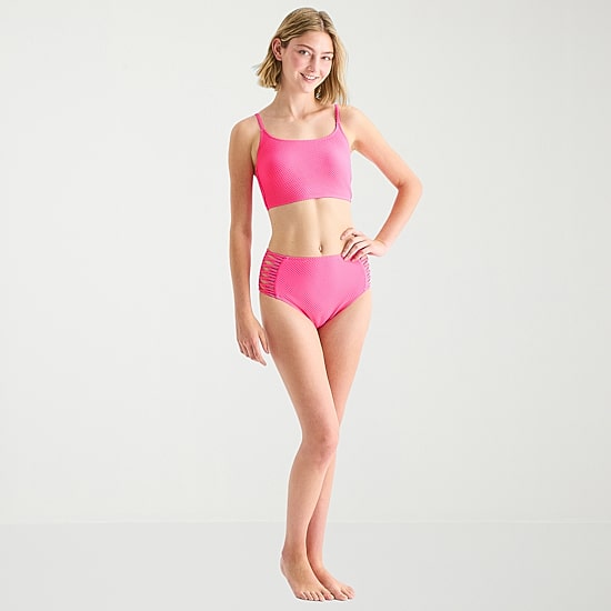 Arizona Womens Lined Juniors Moderate Coverage High Waist Bikini Swimsuit Bottom