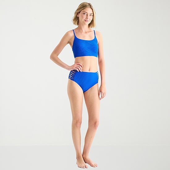 Arizona Womens Lined Juniors Moderate Coverage High Waist Bikini Swimsuit Bottom