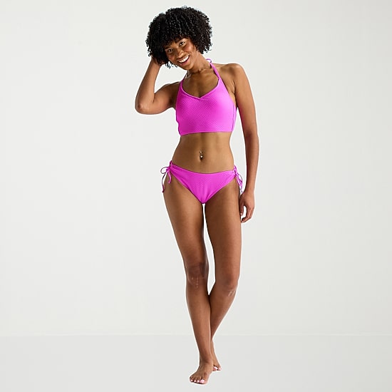 Arizona Womens Lined Textured Juniors Cheeky Hipster Bikini Swimsuit Bottom