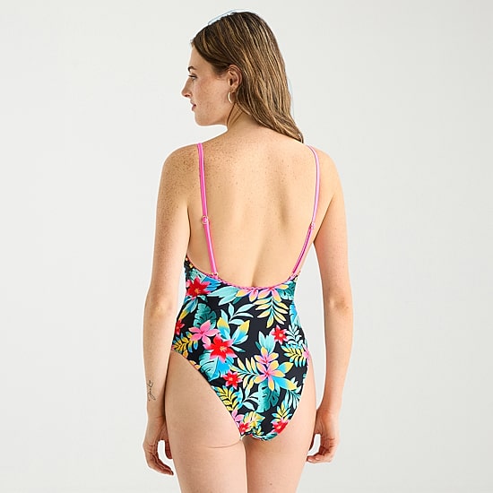 Arizona Womens Exotic Tropical Leaf Juniors Cheeky One Piece Swimsuit
