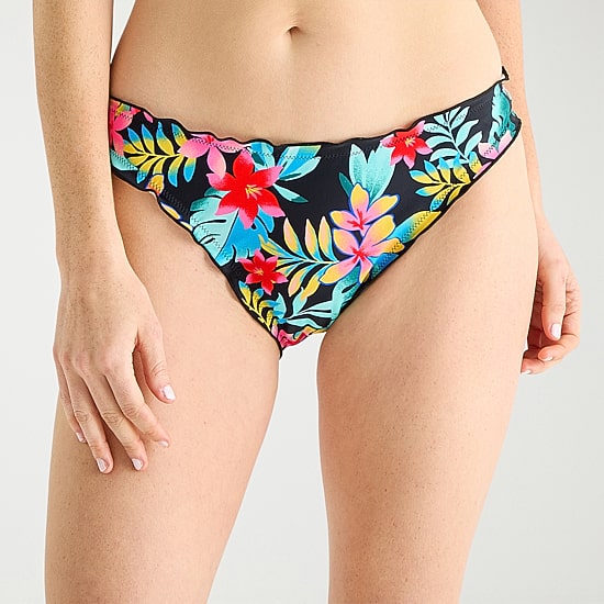 Arizona Womens Lined Tropical Leaf Juniors Cheeky Hipster Bikini Swimsuit Bottom