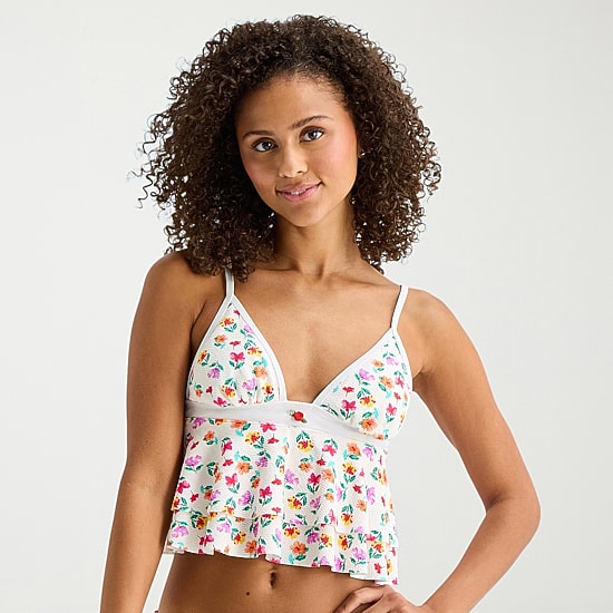 Arizona Womens Floral Juniors Midkini Swimsuit Top