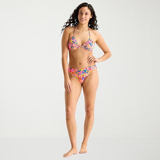 Arizona Womens Lined Tropical Juniors Cheeky Hipster Bikini Swimsuit Bottom