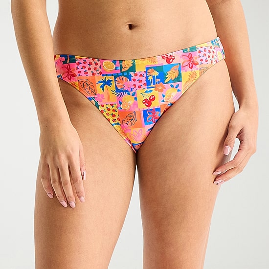 Arizona Womens Lined Tropical Juniors Cheeky Hipster Bikini Swimsuit Bottom