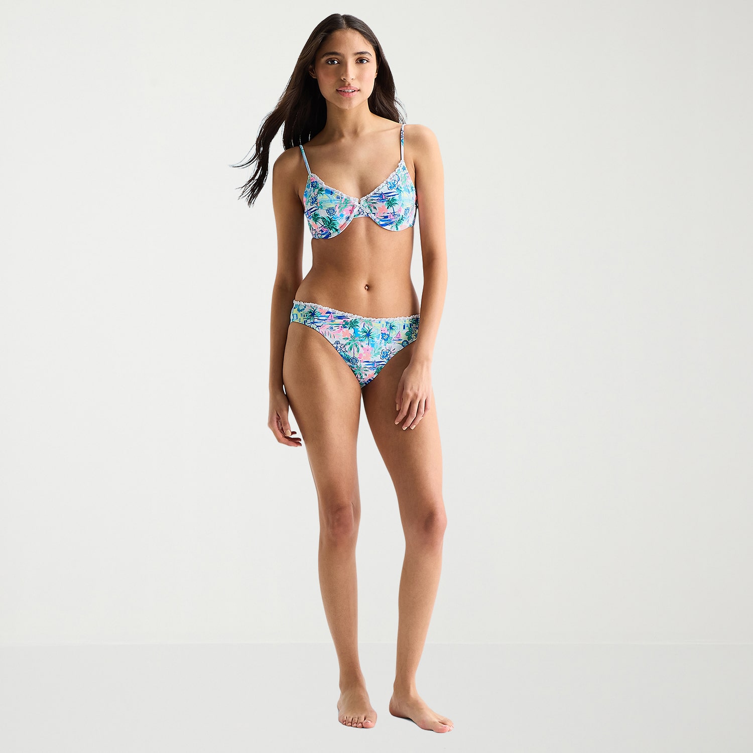 Arizona Womens Adjustable Straps Tropical Leaf Juniors Bralette Bikini Swimsuit Top