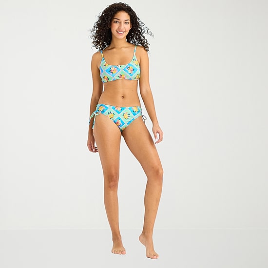 Arizona Womens LINED Patchwork Juniors Moderate Coverage Bikini Swimsuit Bottom