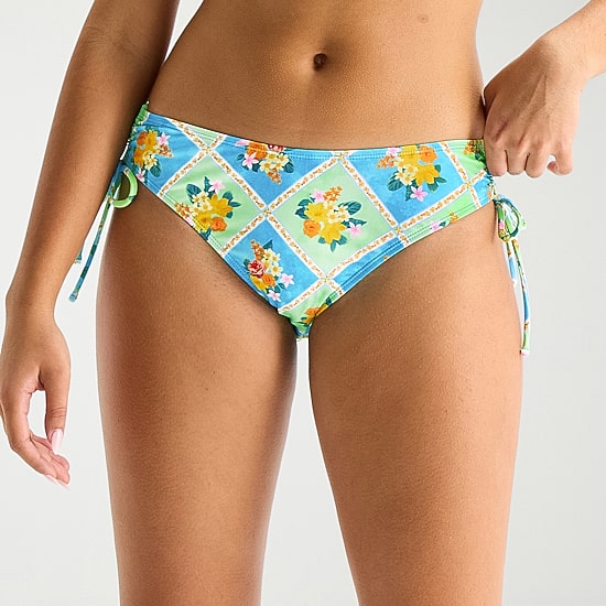 Arizona Womens LINED Patchwork Juniors Moderate Coverage Bikini Swimsuit Bottom