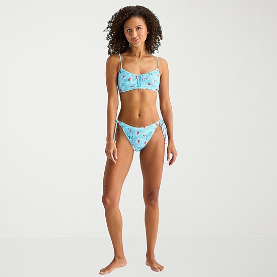 Arizona Womens LINED SIDE TIE Gingham Juniors Moderate Coverage Bikini
