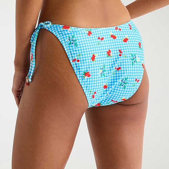 Arizona Womens LINED SIDE TIE Gingham Juniors Moderate Coverage Bikini