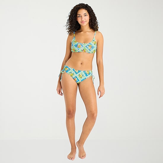 Arizona Womens Adjustable Straps Patchwork Juniors Bralette Bikini Swimsuit Top