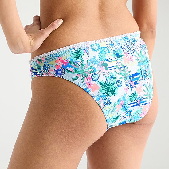 Arizona Womens Lined Tropical Leaf Juniors Cheeky Hipster Bikini Swimsuit Bottom