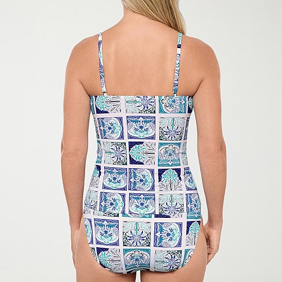 Liz Claiborne Womens Patchwork Tankini Swimsuit Top