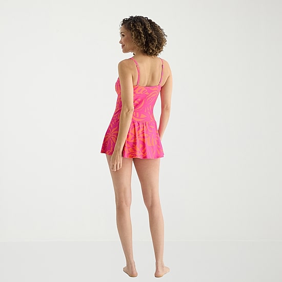 Liz Claiborne Womens Exotic Tropical Leaf Swim Dress