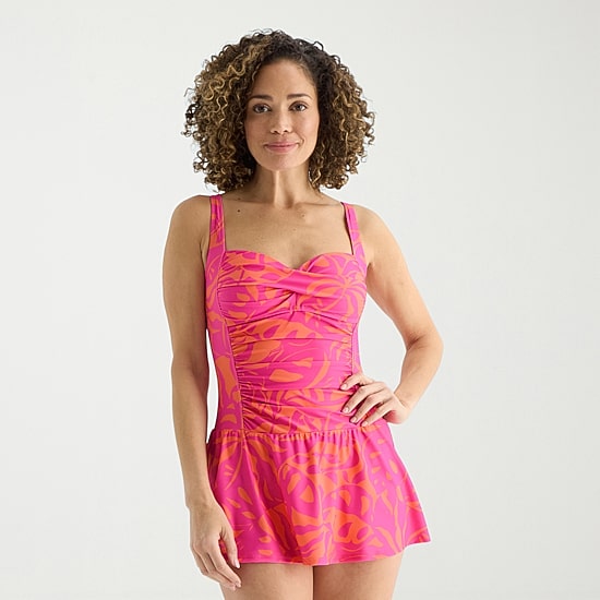 Liz Claiborne Womens Exotic Tropical Leaf Swim Dress