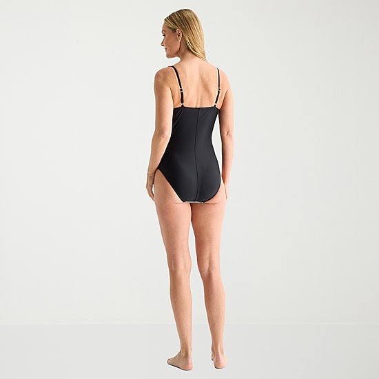 Liz Claiborne Womens Striped Full Coverage One Piece Swimsuit