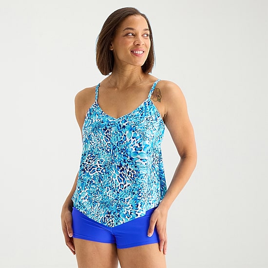 Sonnet Shores Womens Animal Tankini Swimsuit Top