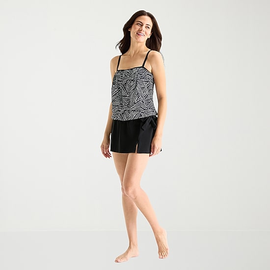 Sonnet Shores Womens LINED Striped Tankini Swimsuit Top