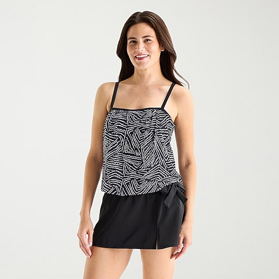 Sonnet Shores Womens LINED Striped Tankini Swimsuit Top