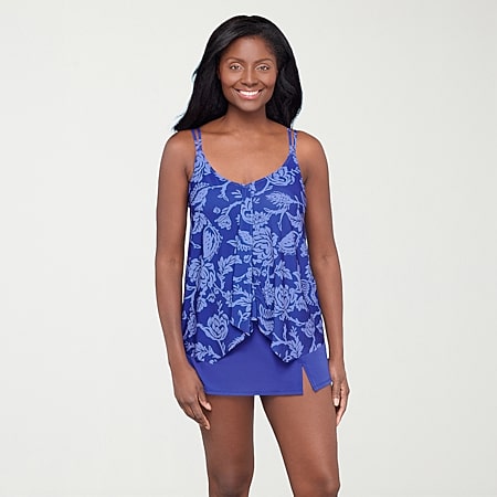 Trimshaper Womens Leaf Tankini Swimsuit Top, Color: Trop