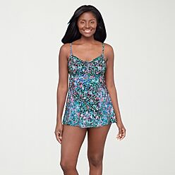 swimming dress for women Sporti Plus Size Tropical Floral Swim - Tropical Floral Made out of soft nylon fabric Women's Incontinence Swim Dress with