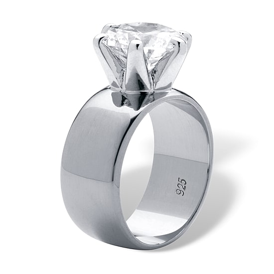 DiamonArt® Womens 4 CT. T.W. White Cubic Zirconia Sterling Silver Round Engagement Ring