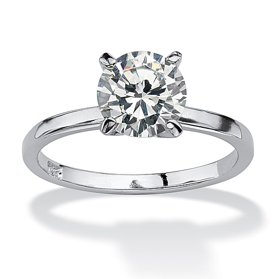 DiamonArt® Womens 2 CT. T.W. White Cubic Zirconia Sterling Silver Round Engagement Ring