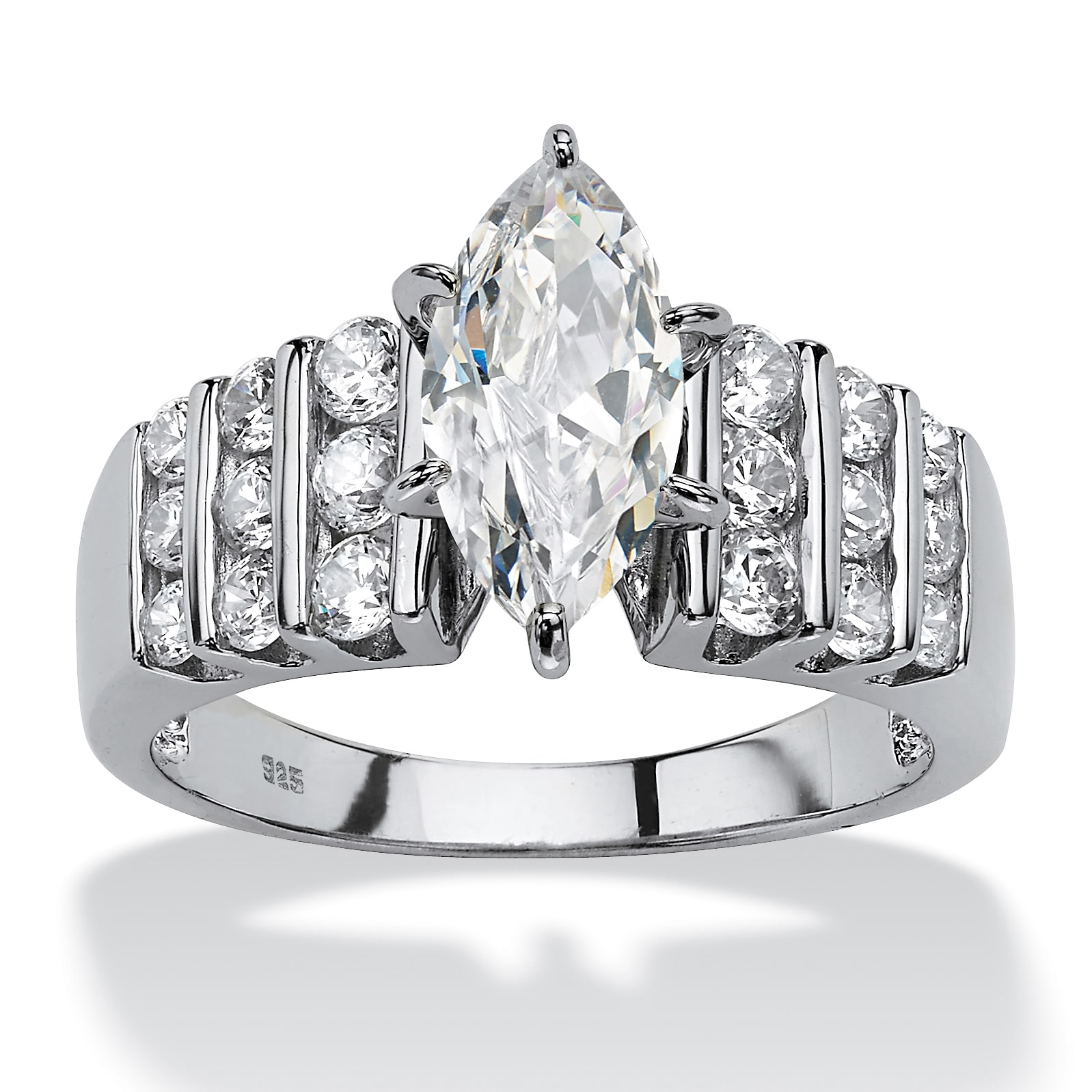 DiamonArt® Womens / CT. T.W. White Cubic Zirconia Platinum Over Silver Engagement Ring