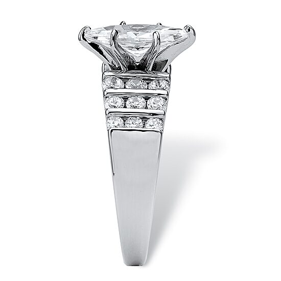 DiamonArt® Womens 2 3/4 CT. T.W. White Cubic Zirconia Platinum Over Silver Engagement Ring