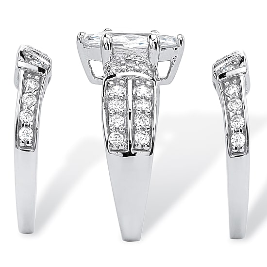 DiamonArt® Womens 3 CT. T.W. White Cubic Zirconia Sterling Silver Bridal Set