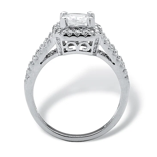 DiamonArt® Womens 1 5/8 CT. T.W. White Cubic Zirconia Platinum Over Silver Square Engagement Ring