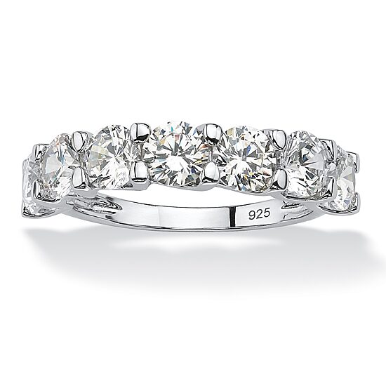 DiamonArt® 2MM 3 1/2 CT. T.W White Cubic Zirconia Platinum Over Silver Round Band