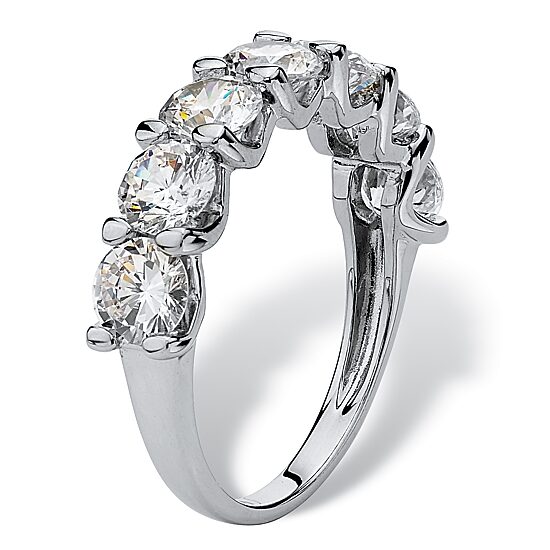 DiamonArt® 2MM 3 1/2 CT. T.W White Cubic Zirconia Platinum Over Silver Round Band