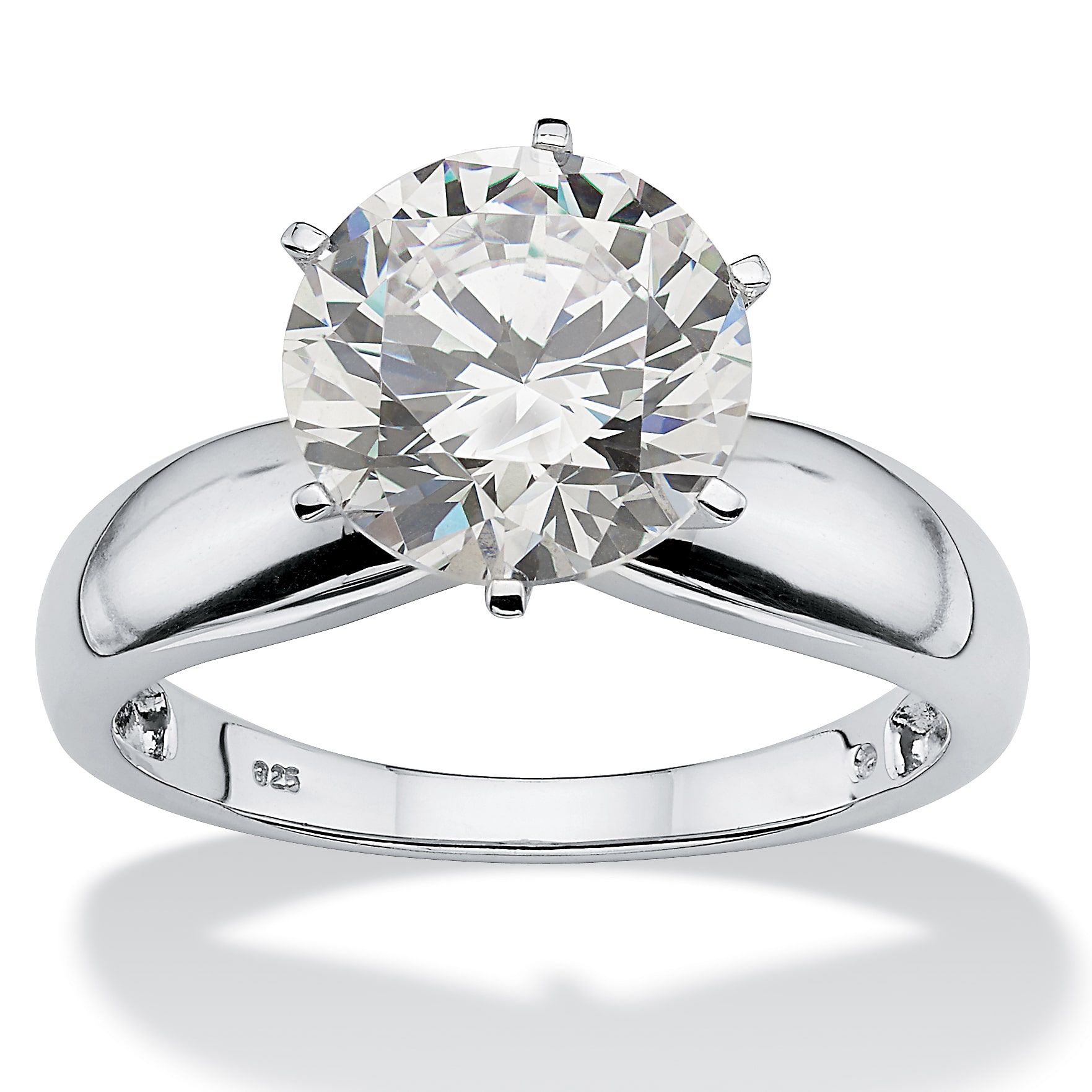 DiamonArt® Womens 1/ CT. T.W. White Cubic Zirconia Platinum Over Silver Round Engagement Ring