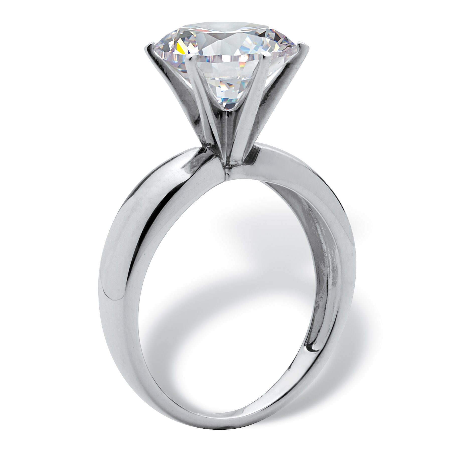DiamonArt® Womens 1/ CT. T.W. White Cubic Zirconia Platinum Over Silver Round Engagement Ring