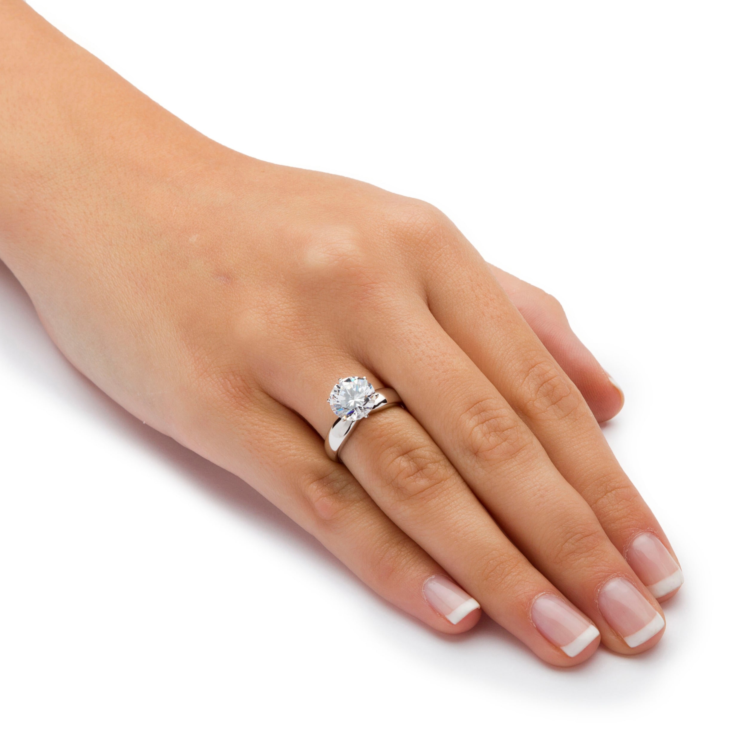 DiamonArt® Womens 1/ CT. T.W. White Cubic Zirconia Platinum Over Silver Round Engagement Ring