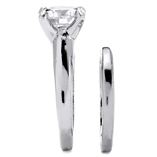 DiamonArt® Womens 3 CT. T.W. White Cubic Zirconia Platinum Over Silver Round Bridal Set