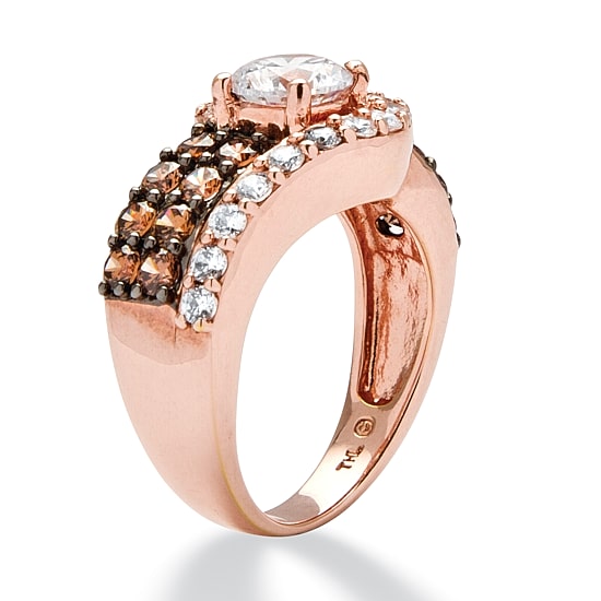 DiamonArt® Womens 2 1/2 CT. T.W. White Cubic Zirconia 14K Rose Gold Over Silver Round Cocktail Ring