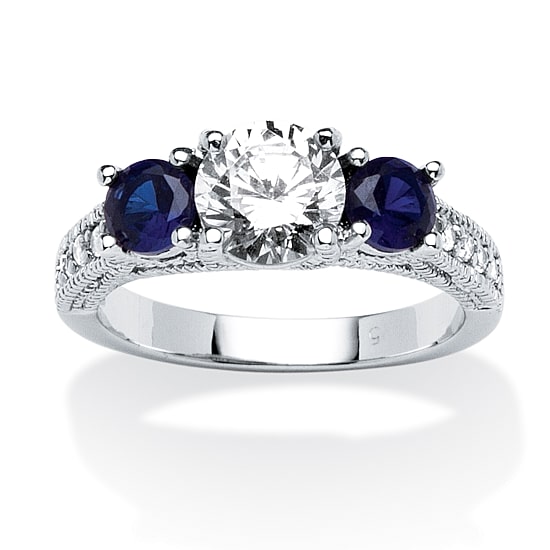 DiamonArt® Womens 1 5/8 CT. T.W. White Cubic Zirconia Sterling Silver Round Engagement Ring