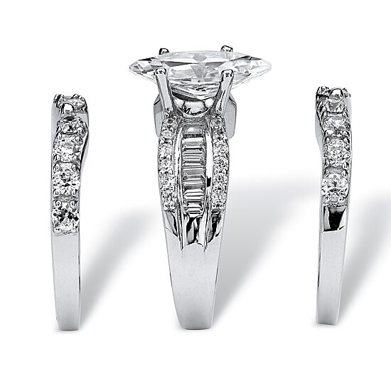 DiamonArt® Womens 4 1/2 CT. T.W. White Cubic Zirconia Platinum Over Silver Bridal Set