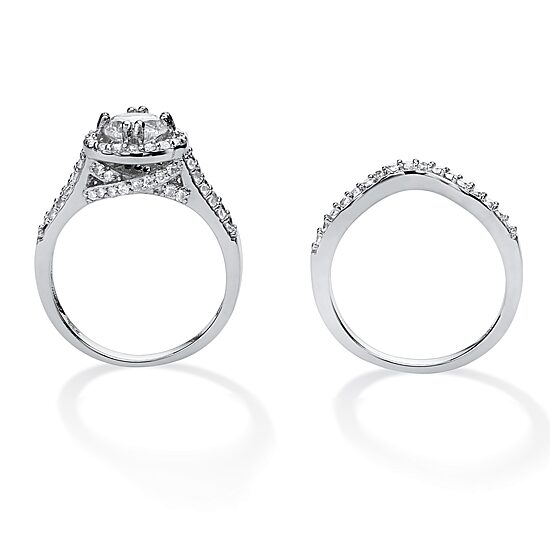 DiamonArt® Womens 1 5/8 CT. T.W. White Cubic Zirconia Platinum Over Silver Round Bridal Set