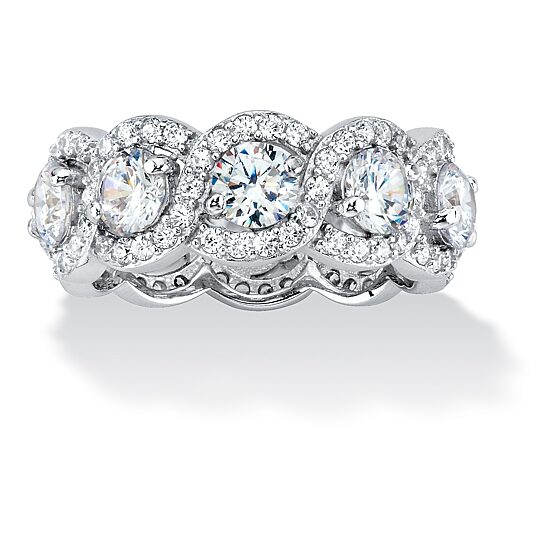 DiamonArt® 8MM 4 1/2 CT. T.W. White Cubic Zirconia Platinum Over Silver Round Band