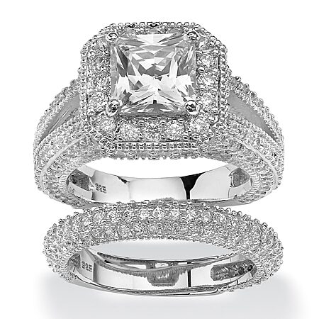 100 Facets by DiamonArt® 3.11 CT. T.W. Cubic Zirconia Halo Bridal